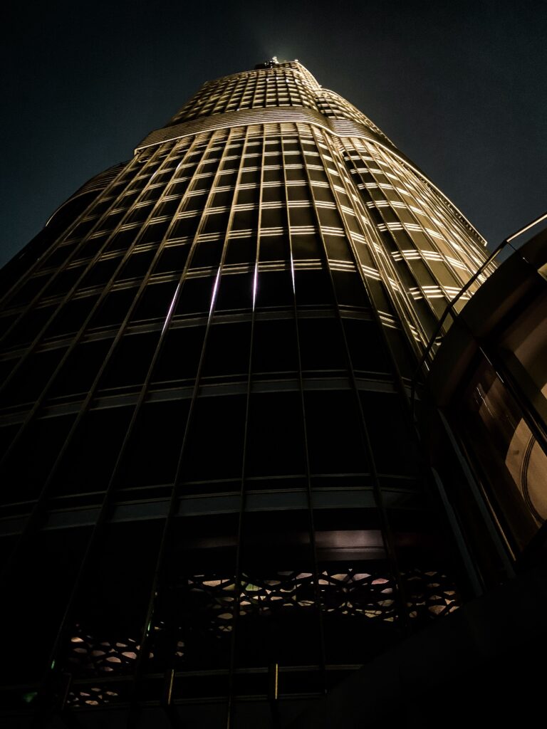 Looking up at the Burj Khalifa