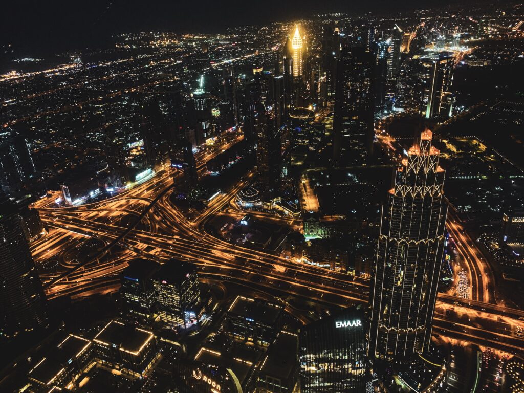 From the top of the Burj Khalifa at night